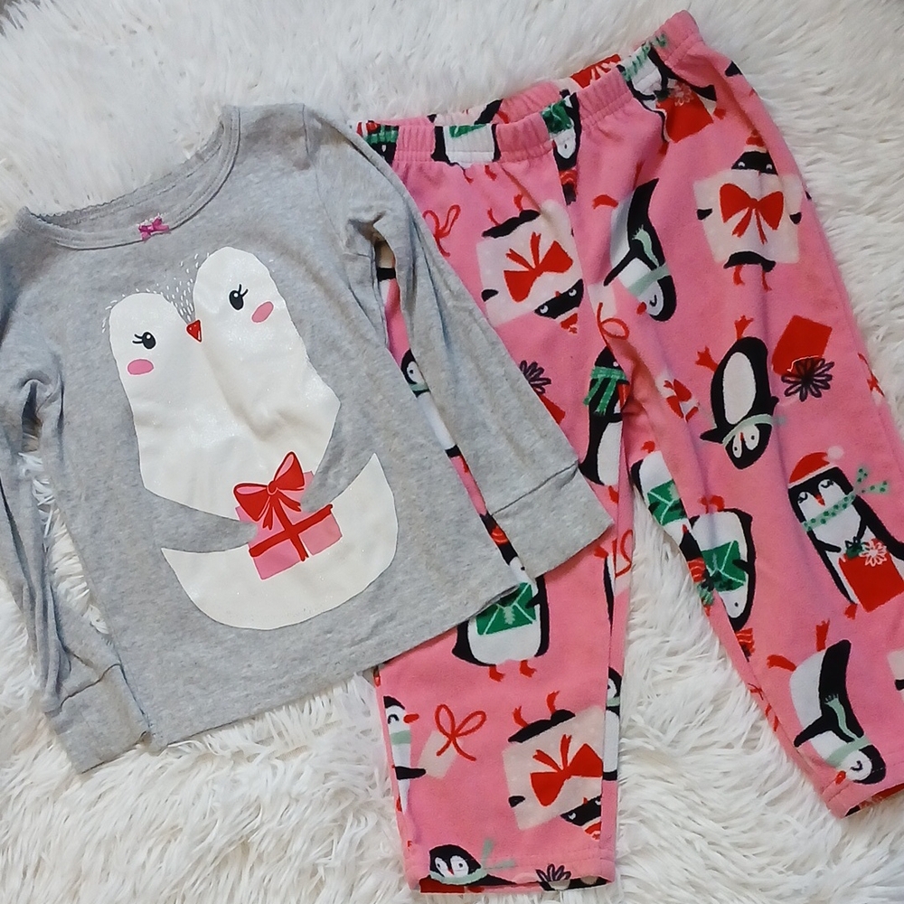 Carter's Penguin Holiday Christmas Winter Pajama set size 2T